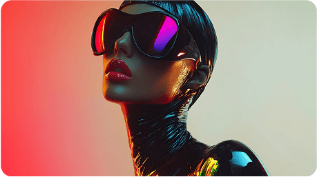 A stylish mannequin or model wearing sunglasses